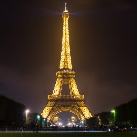 PARIS, FRANCE - OCTOBER 11, 2015: The Eiffel Tower is a wrought iron lattice tower on the Champ de Mars in Paris France